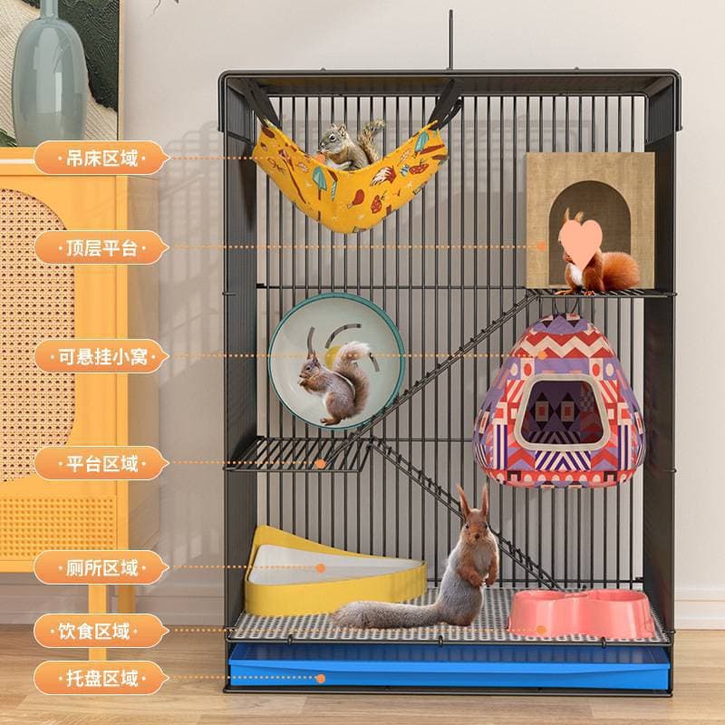 Sugar Glider Specialized Cage Three-Layer Squirrel Cage Chinchilla Cage Sugar Glider Cage Large Villa Hamster Cage Large Door Reinforced