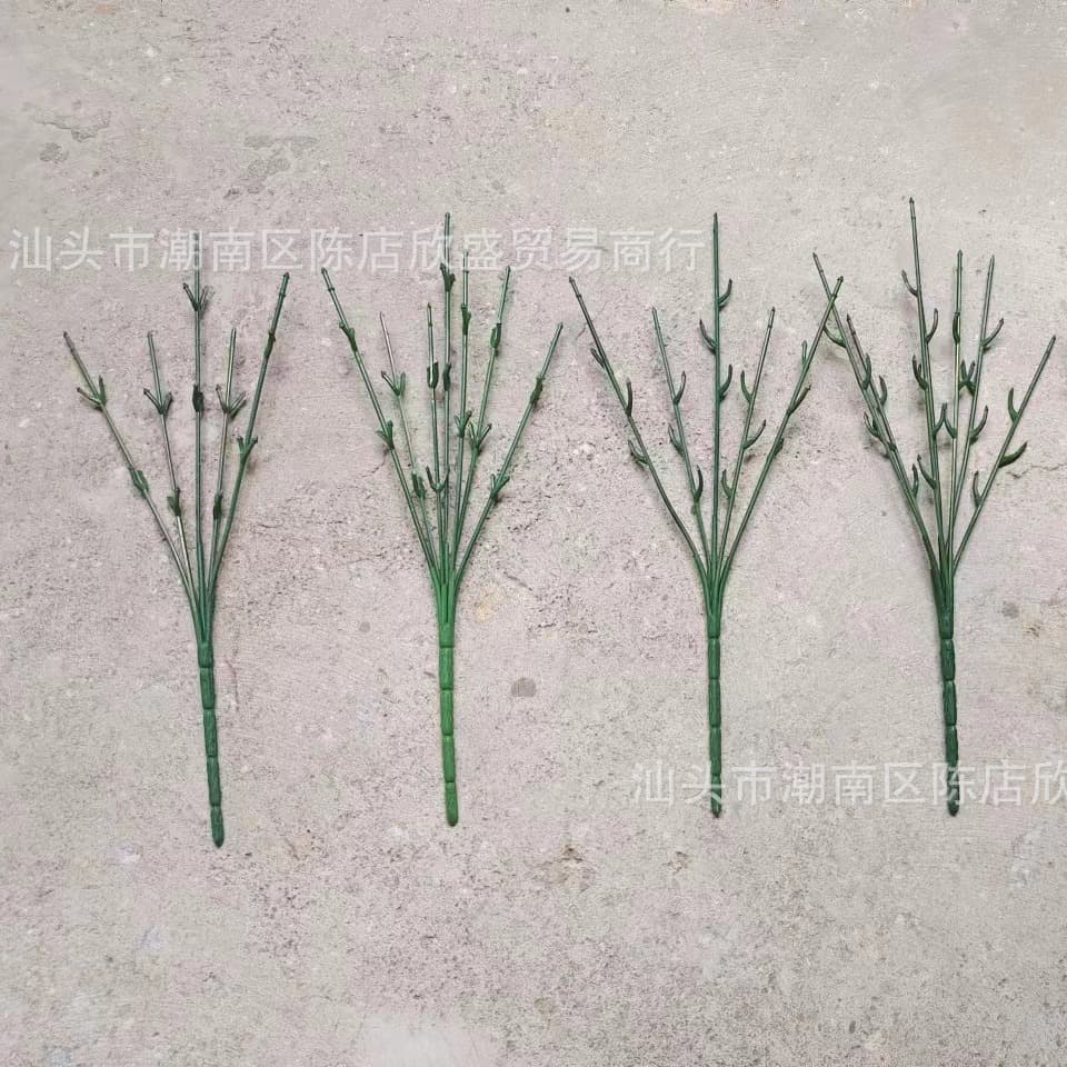 Factory Direct Artificial Plant Flower Branch 5-Head 25-Eye 7-Head 35-Eye Stem Wire Rod Leaf Flower Branch Shaping Accessories