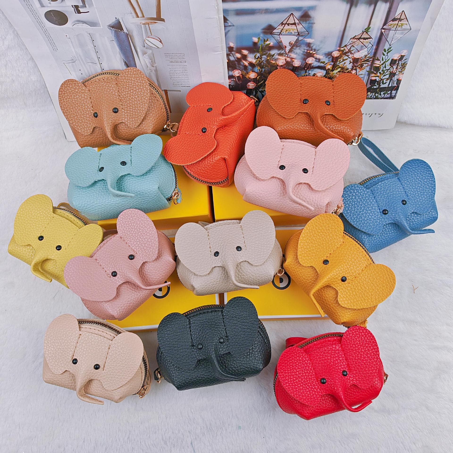 New Hot-Selling Leather Elephant Coin Purse Women's Bag Pendant Creative Card Holder Storage Lipstick Case Zippered Wallet