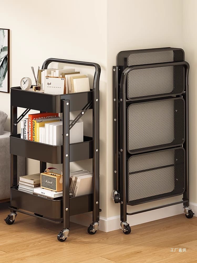 Small Trolley Storage Shelf Kitchen Bathroom Floor-standing Multi-tier Bedroom Book Mobile Baby Toy Snack Storage Unit