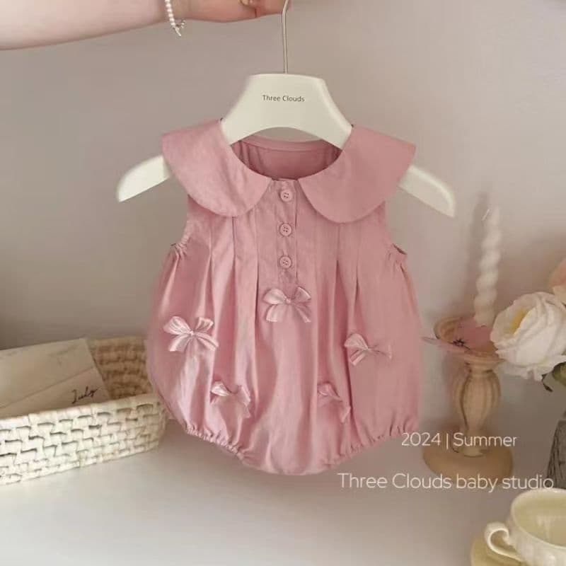 Baby Summer Bodysuit Newborn Girls Romper Onesie for Full Moon 100 Days Sweet Thin Style