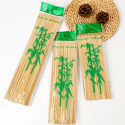 100pcs disposable bamboo skewers for BBQ, sugar-coated haws, lamb, and beef, packaged in bags for wholesale.