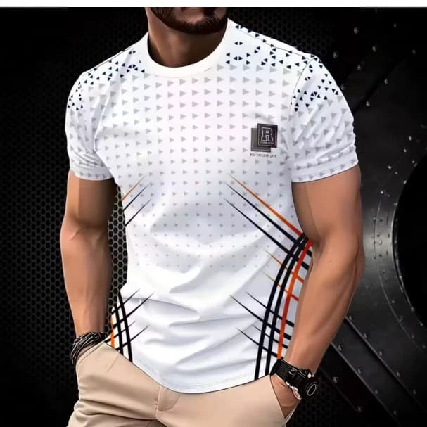 Men's casual T-shirt design 3D printed short-sleeved top summer simple fashion street round neck for men