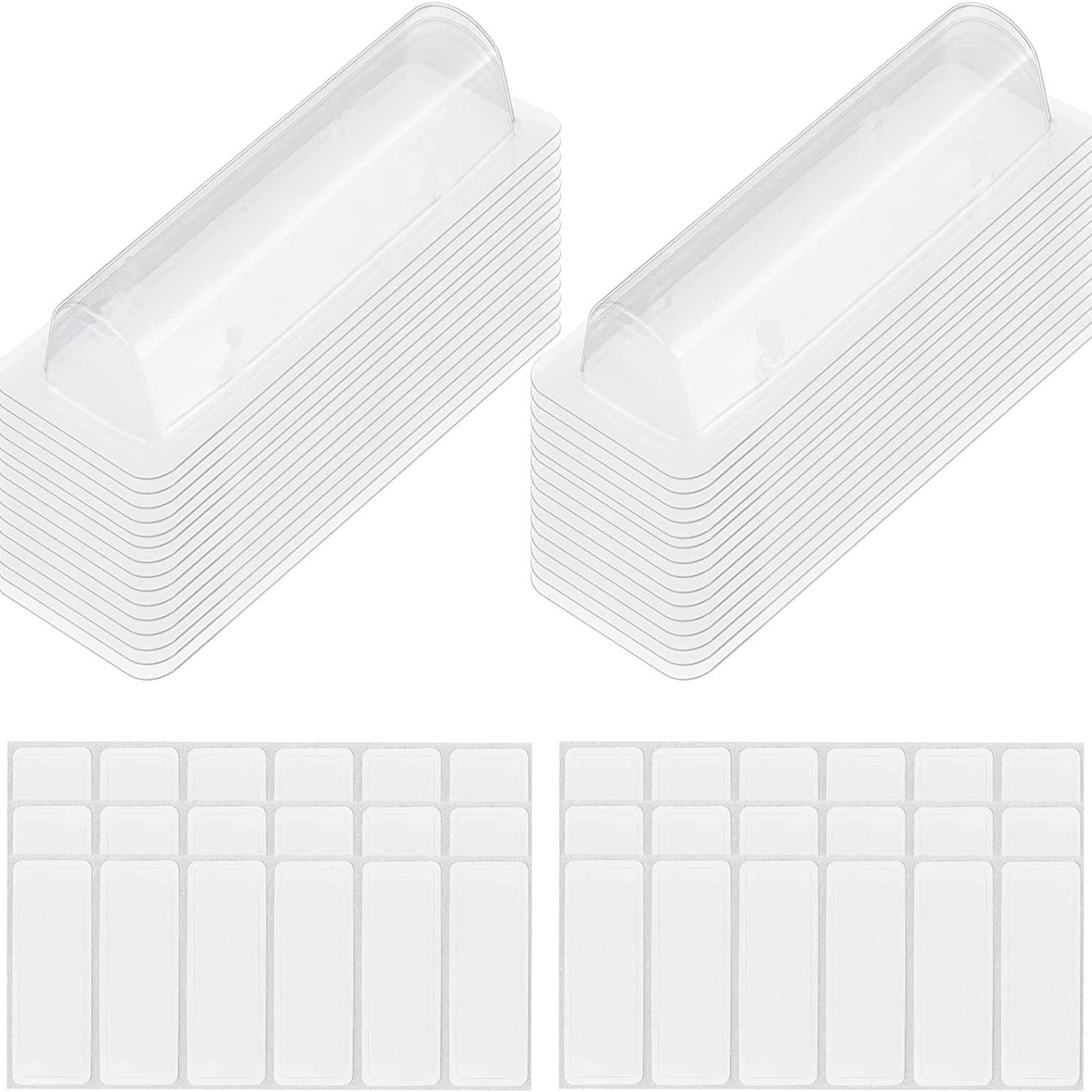 Transparent Plastic Lipstick Holder Box 60-Piece Set with Double-Sided Adhesive Tape Money Holder Packaging
