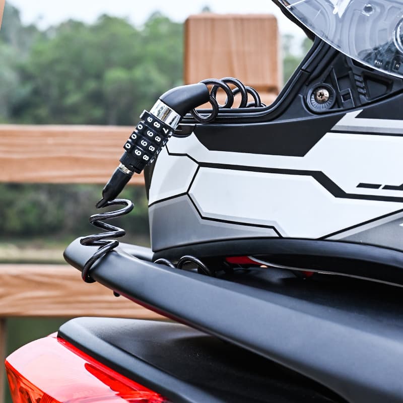 Steel Wire Helmet Lock Motorcycle Bicycle Anti-Theft Helmet Lock Retractable Steel Wire Lock Cow Password Lock Number Lock