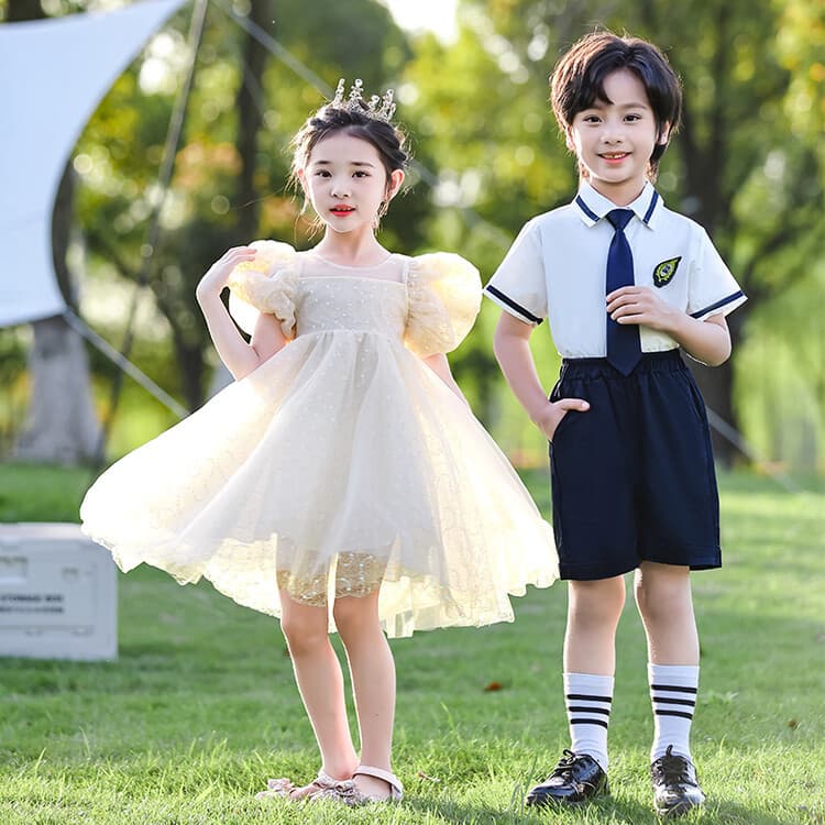 Girls' princess dress performance clothing thin dress children's tutu primary school student graduation chorus kindergarten performance clothing