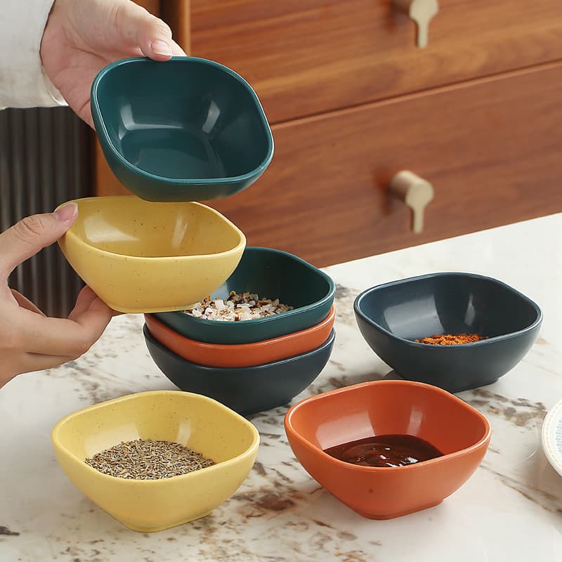 Chonggu Plastic Dipping Sauce Dish Thickened Seasoning Dish Solid Color Square Restaurant Hot Pot Small Dish Dropshipping Pickle Condiment