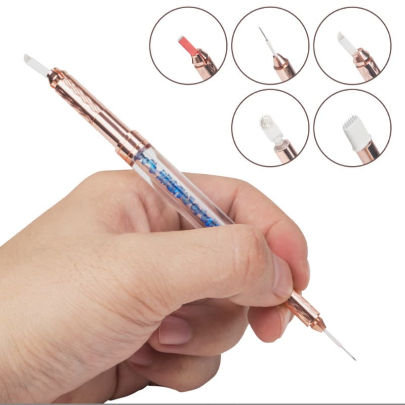 New Eyebrow Tattoo Pen with Cap, Rose Gold Dual-Head Crystal Tattoo Pen, Korean Multi-Functional Hand Tattoo Pen Wholesale