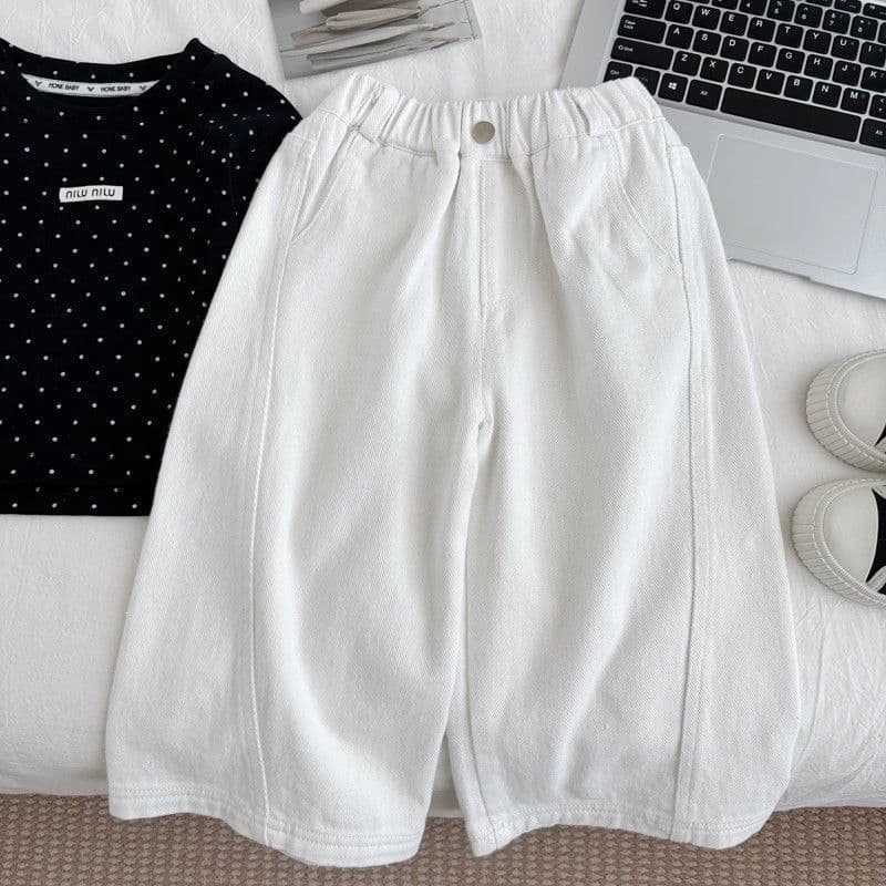 New Loose-Fitting Fashion White Denim Wide-Leg Pants for Young Girls, Spring and Autumn Long Pants for Girls, Children's Clothing