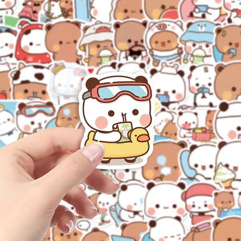 252 Cartoon One or Two Bubu Expression Pack Stickers Internet Celebrity Cute Funny Sand Sculpture Phone Case DIY Waterproof Stickers