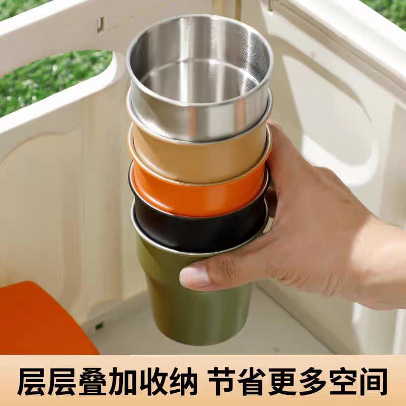 304 Stainless Steel Coffee Cup Portable Stepped Cup Folding Handle Camping Cup Beer Cup Outdoor Anti-scald Camping