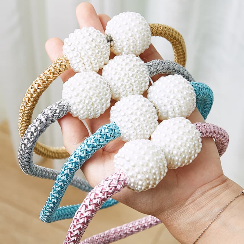 New Arrival Ready Stock Strong Magnetic Heavy Rope Pearl Magnetic Clasp Home Magnetic Iron Modern Minimalist Woven Rope Curtain Tieback