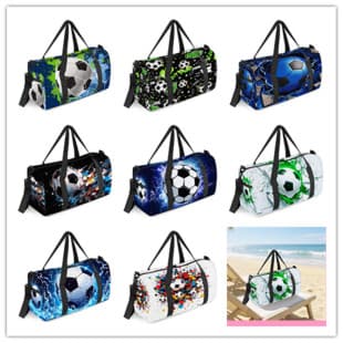 Cross-border Football Theme Print Sports Bag Gym Bag Portable Handheld Crossbody Travel Bag Easy Storage