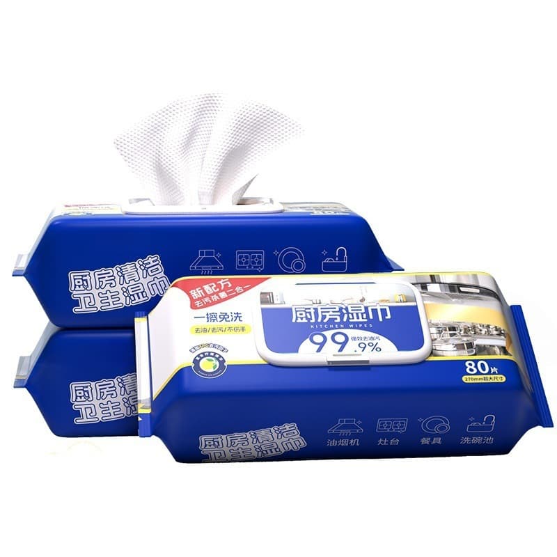 Kitchen Wet Wipes Degreasing and Decontamination Household Cloth Oil Fume Removing Wet Tissue