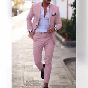 European and American Simple Men's Business Casual Suit Set Groom Wedding Suit Slim Fit Two-Piece Suit