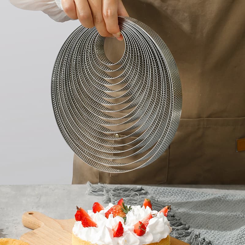 430 stainless steel round punched mousse ring mold, holed French mousse cheese tower ring, tart ring, cake ring