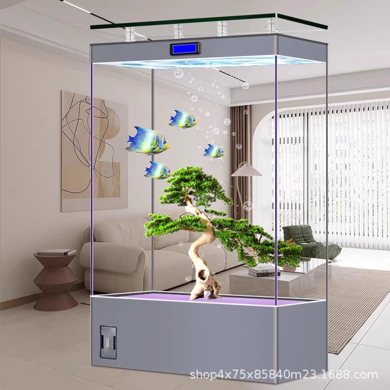 2026 New Large Medium-Sized Super White Glass Aquarium for Living Room Home Use, Screen Partition, No Water Change Ecological Fish Tank
