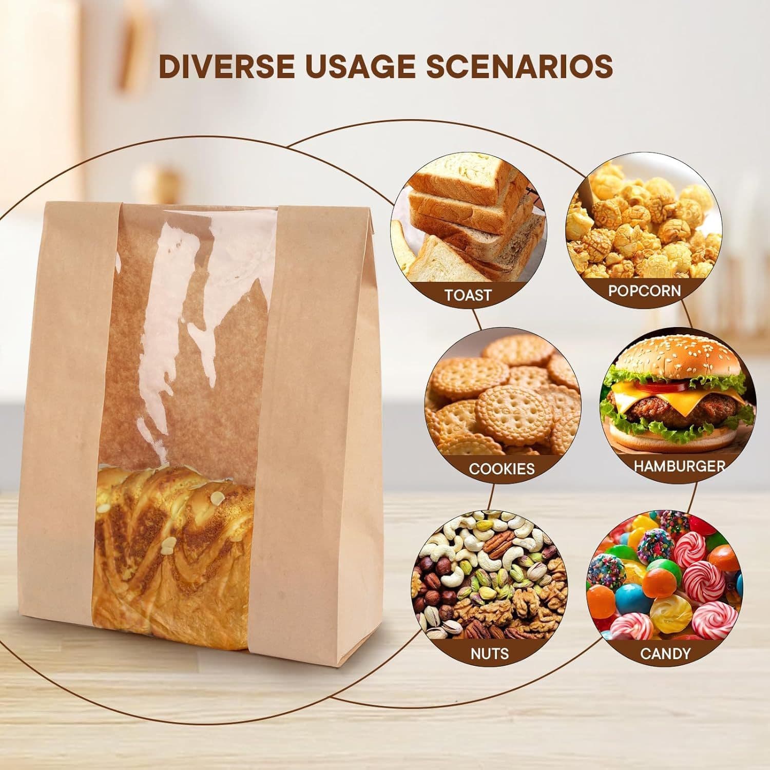 Toast Bread Packaging Bag Kraft Paper Bag Croissant Cookie Packaging Bag Children's Day Gift Bag