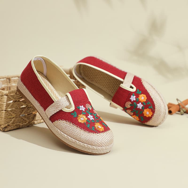 New Summer Women's Cloth Shoes, Old Beijing Embroidered Linen Shoes, Women's Shallow Mouth Retro Fashion Single Shoes, Hanfu Shoes