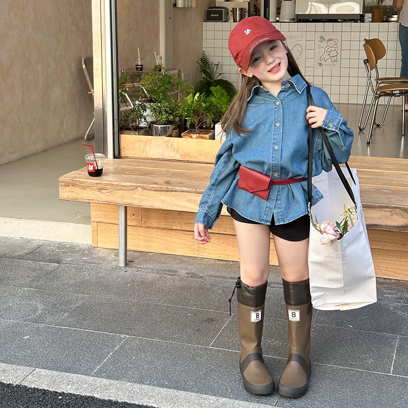 Aimobeibei Children's Denim Shirt 2025 Autumn New Unisex Fashionable Embroidered Casual Jacket Trendy