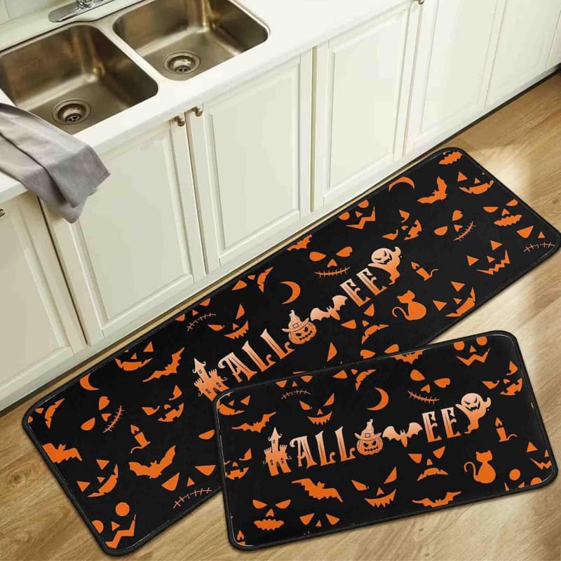 Cross-border Halloween long kitchen floor mats, stain-resistant, non-slip, easy-care set, quick-drying, water-absorbent and wear-resistant floor mats