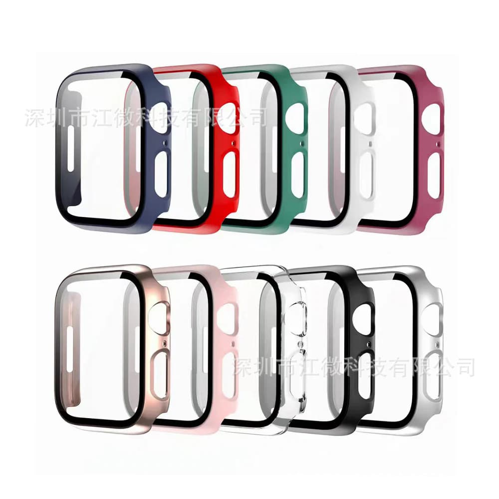Compatible with Apple Watch 11/10/9 Protective Case Ultra Scratch-Resistant PC Glass Film Tempered Glass Case and Film Combo s8 Watch Case