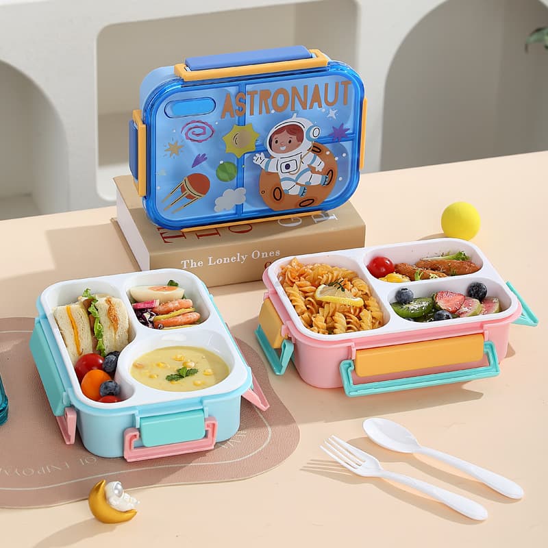 Cross-border food grade student compartmented lunch box microwave oven PP lunch box office worker sealed portable lunch box with tableware