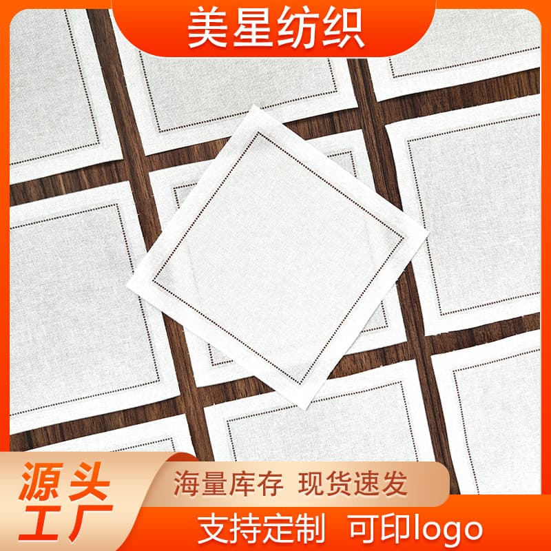 High-end hotel linen coaster for dinner banquets, pure cotton and linen coaster, foreign trade napkin placemat
