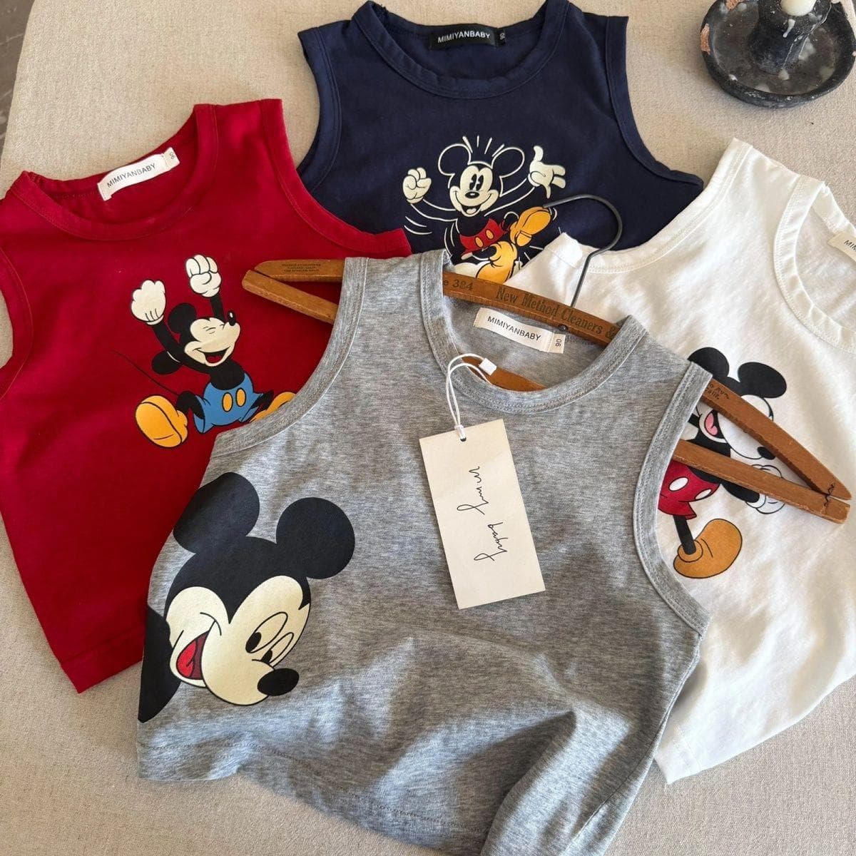 2026 New Children's Vest, Japanese Cartoon Mouse Baby Stylish Casual Sleeveless T-Shirt for Boys and Girls, Thin Fabric