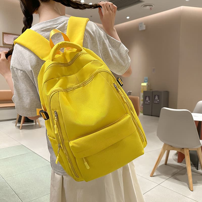 2025 New Solid Color Minimalist High School Student Backpack Large Capacity Outdoor Travel Versatile Shoulder Bag Custom Logo Available