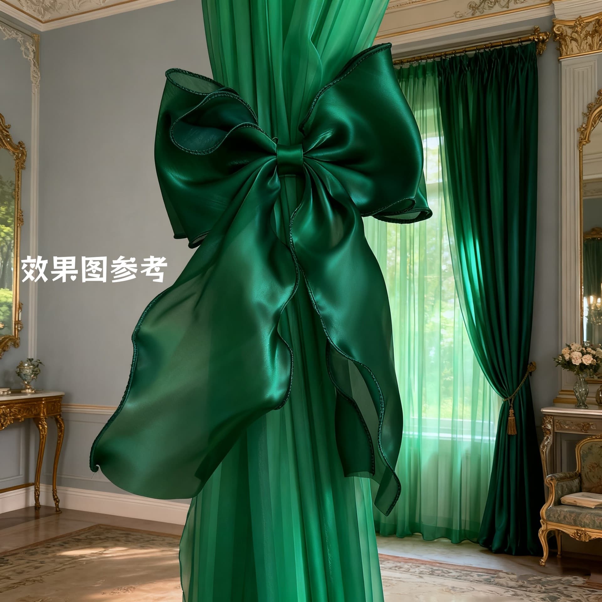 Emerald Enchantment Mercerized Mermaid Bow Ribbon Curtain Tieback Window Sheer Storage Hook Housewarming Bedroom