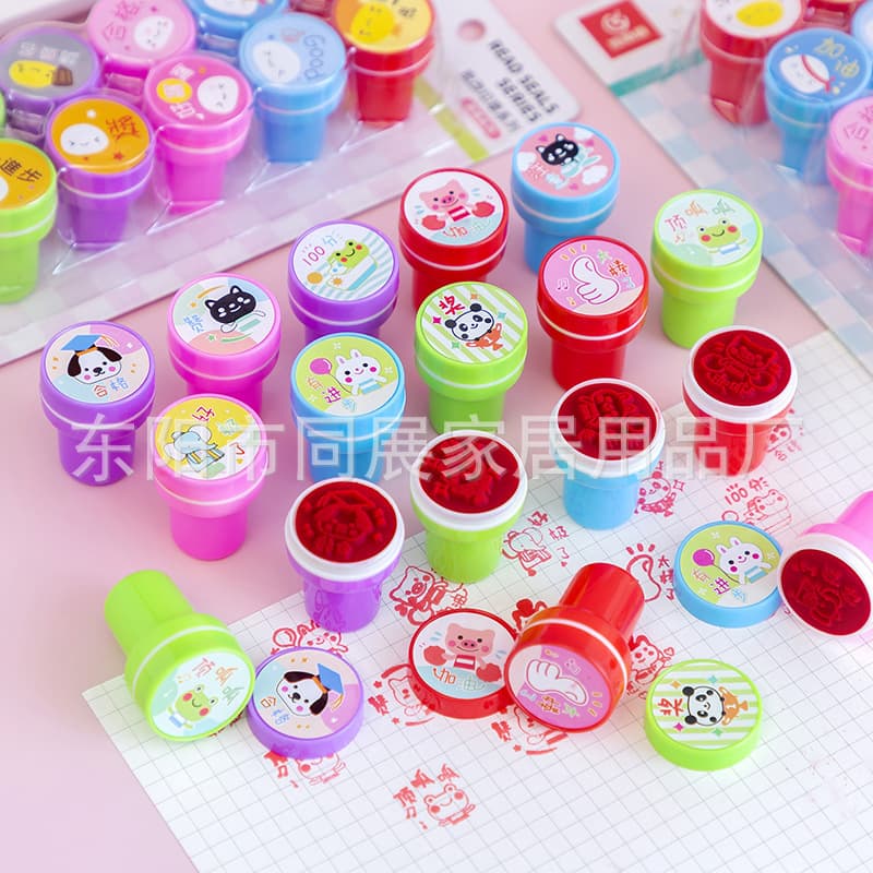 Children's Small Medal Stamp Cartoon Reward Stamp Teacher Use Encouragement Approval Stamp Kindergarten Grading Business Gift