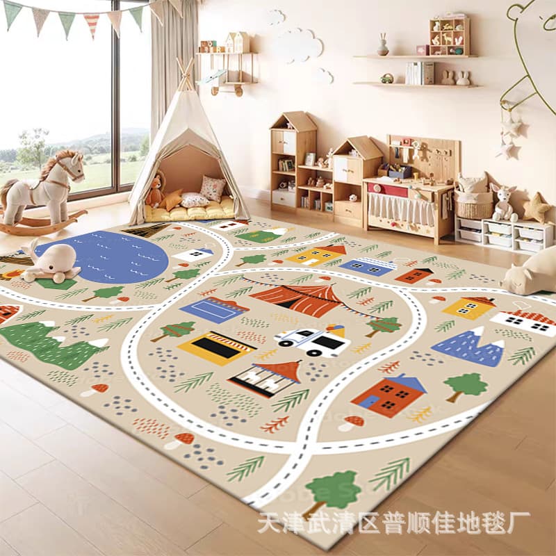 Children's Room Reading Area Carpet Parking Lot Game Mat Cross-Border Car City Traffic Map Mat