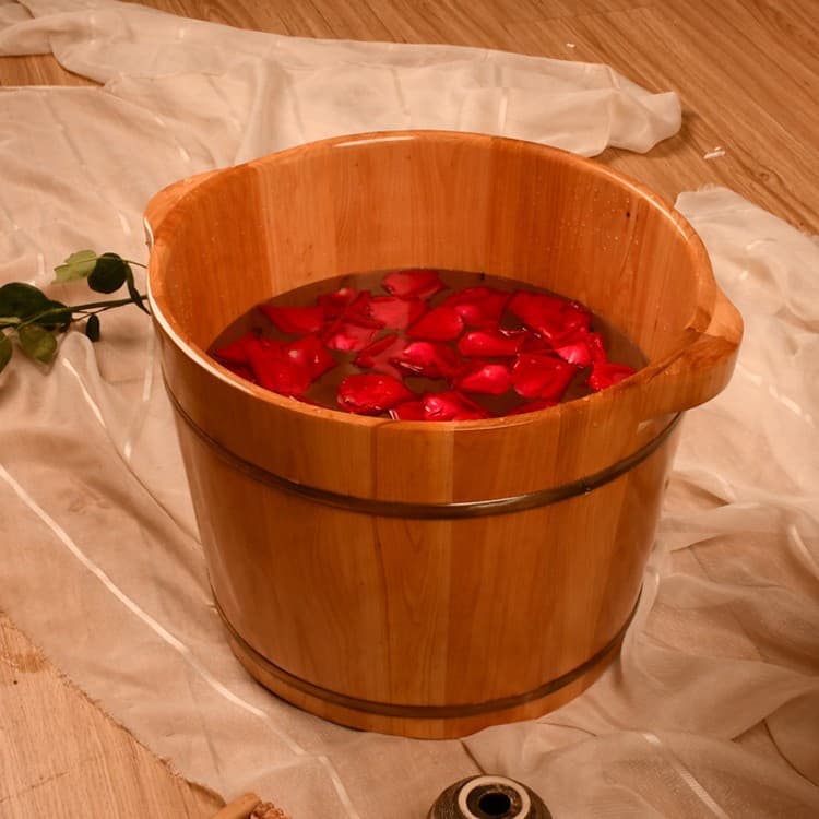 Cedar Wood Foot Soaking Bucket for Home Use, Double Person Foot Bath Tub, Large Wooden Basin