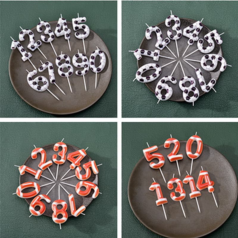 Cross-border Soccer Football Theme Digital Candles World Cup Football Event Celebration Theme 0~9 Birthday Candles