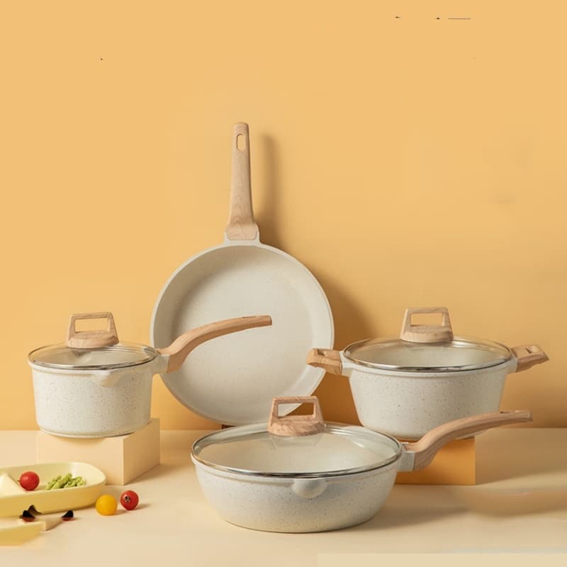 High Aesthetic Value Non-Stick Flat Bottom Soup Pot Stew Pan Aluminum Alloy Modern Simplicity Steam Cook No Coating