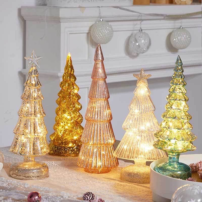 New Home Desktop Christmas Tree Decorative Light, Small Glowing Tree for Shop Window Holiday Decor