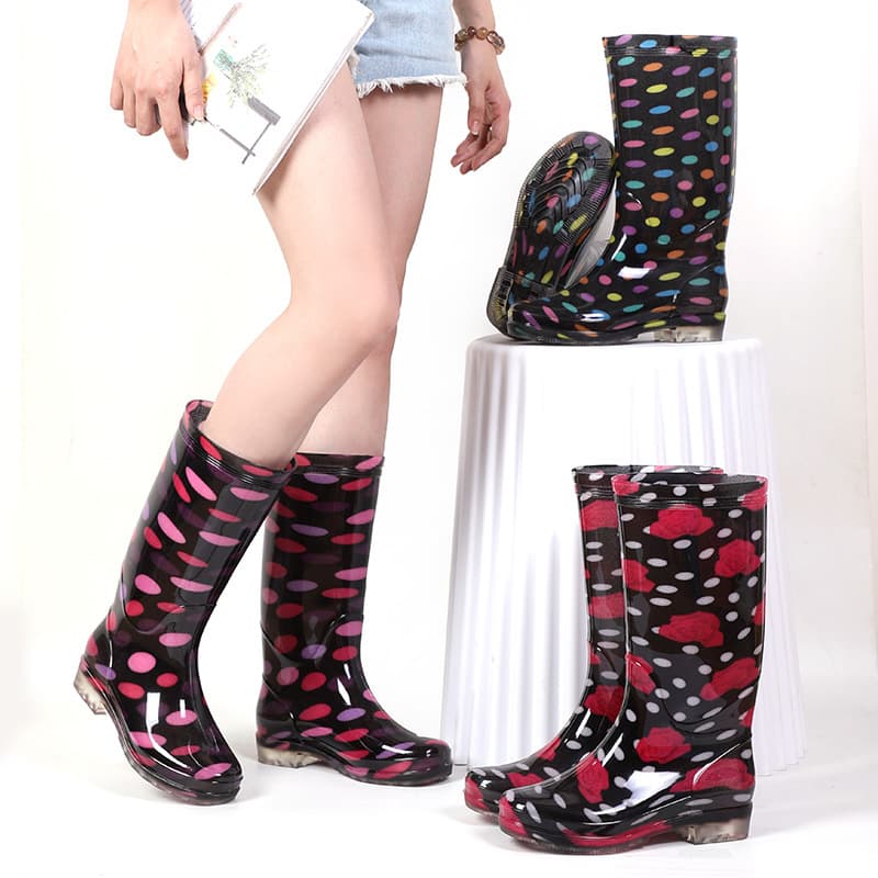 New High-Cut Water Shoes for Women, Fleece-Lined Warm Wear-Resistant Slip-Resistant Waterproof Rain Boots, Adult Outdoor Work Protection Long Rain Boots