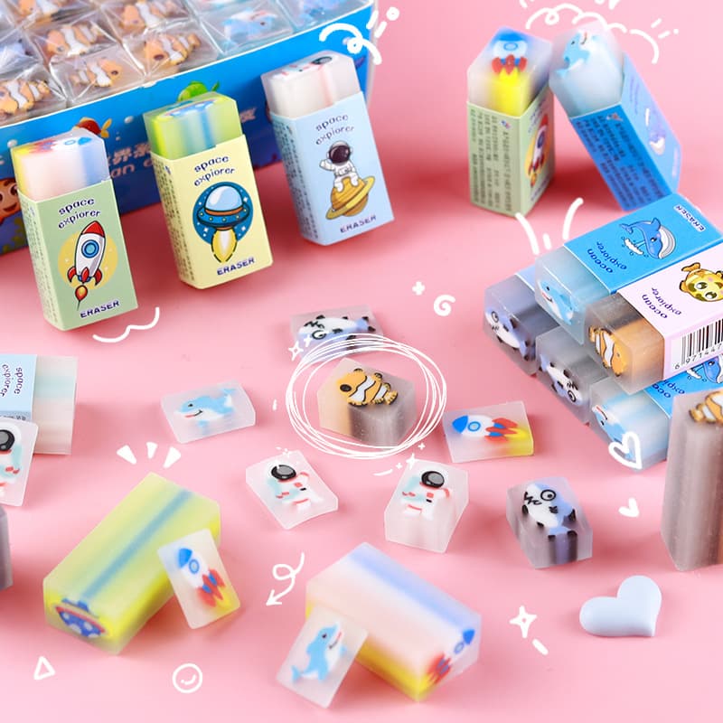 Creative Cartoon Scented Eraser Student Art Painting Ocean Sandwich Eraser Cute Space Eraser Wholesale