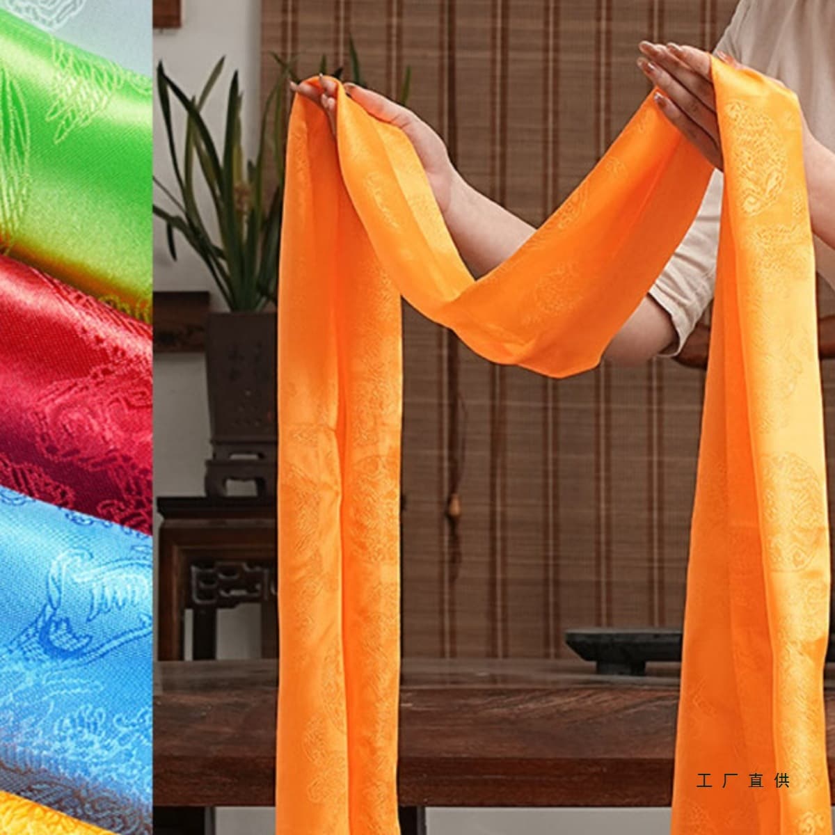 Five-color satin woven embroidered jacquard dragon pattern hada, Tibetan accessories, Mongolian wedding scarf ceremonial items