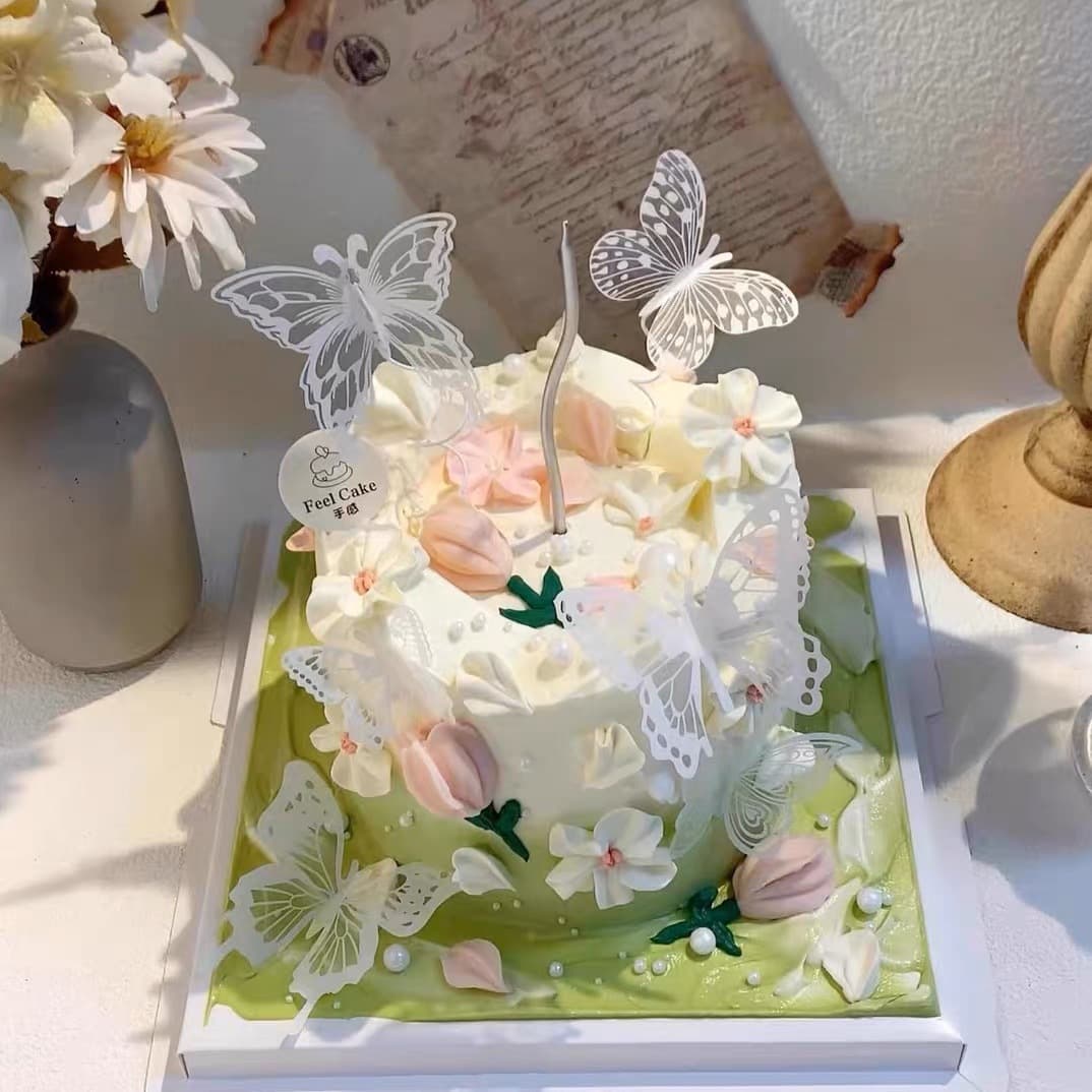 Fairy Cake Decoration Beautiful Valley Style Butterfly Insert Ins Tulip Palette Knife Flower Goddess Birthday Party Supplies
