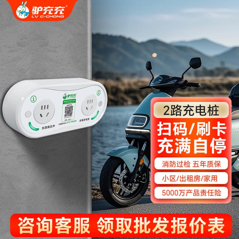 Lvchongchong 10-Way Smart Electric Vehicle E-Bike Charging Station for Rental Housing Apartments Two-Wheeler QR Code Card Payment