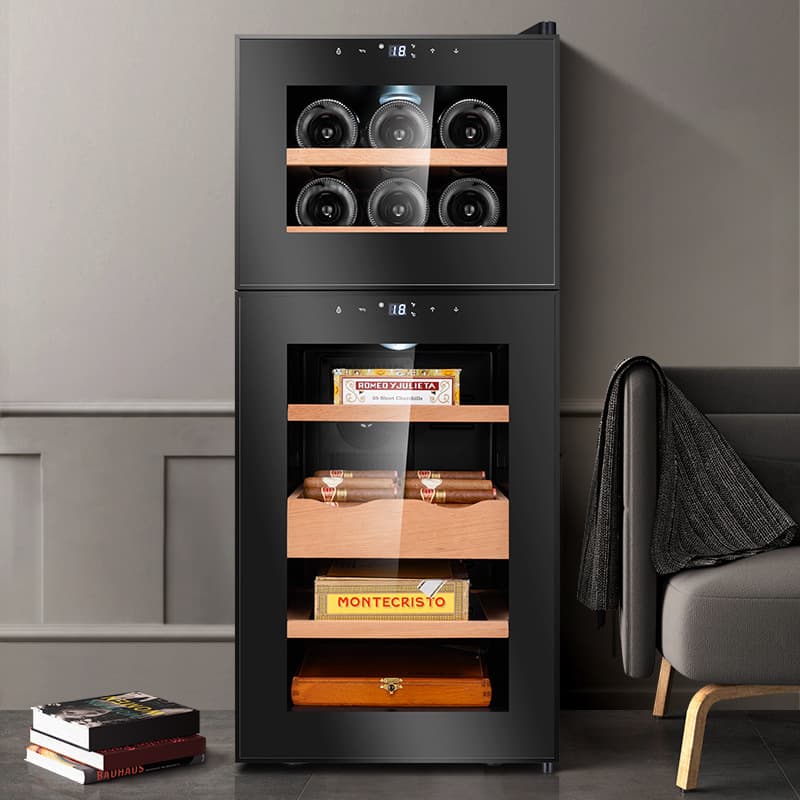 Qielong 18C Electronic Cigar Cabinet, Constant Temperature and Humidity, Double Door, Mini Home Tea and Wine Cabinet