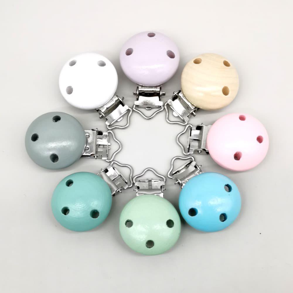 AliExpress Solid Wood Colorful Pacifier Clip, Wooden Baby Pacifier Clip, Three-Hole Wooden Pacifier Clip 30mm