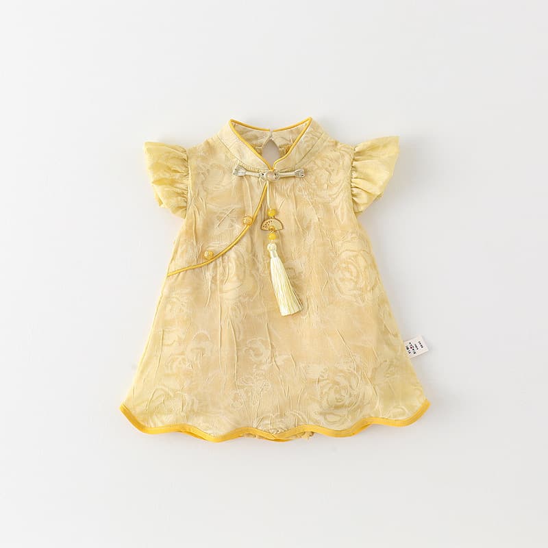 Summer Baby Girl Bodysuit Thin Chinese Style Romper Dress Infant Crawling Clothes