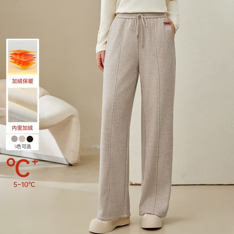 【Drape Wide-Leg Pants with Fleece Warmth, Glutinous Rice Pants】Xianlixiu Plus Size Women's for Curvy Women, 2025 Spring New Arrival
