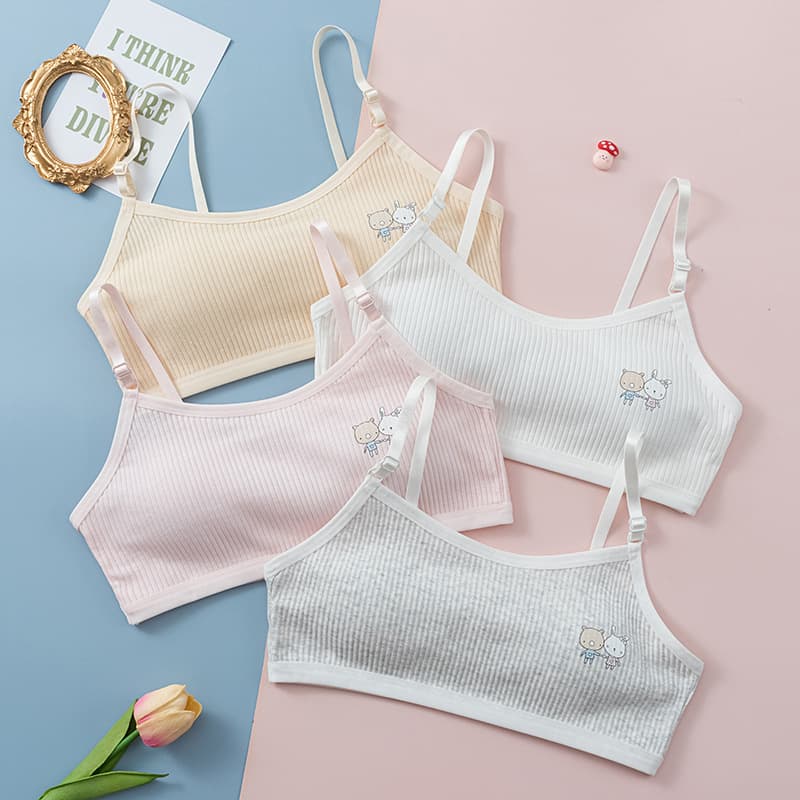 Teen Girls Bra Vest Korean Style Backless No Underwire Girls Youth Breathable Built-in Cup Bra Student 57