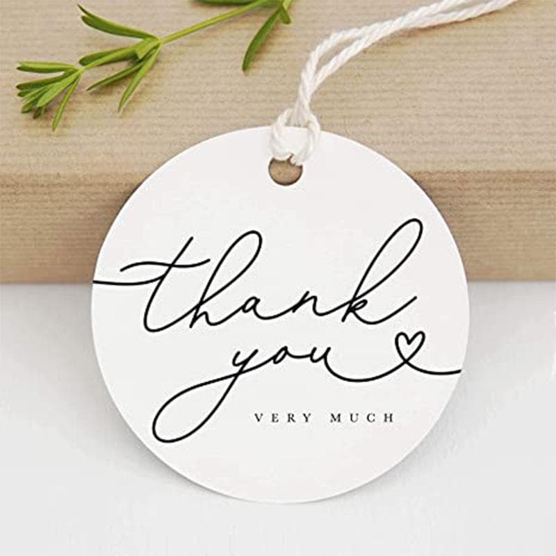 Cross-border thank you gift tag birthday party candy gift box accessories hang tag Thank You round hanging card