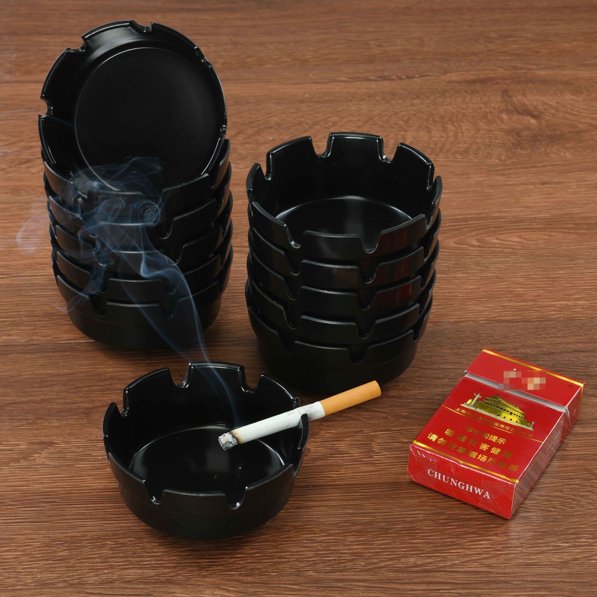 Round Ashtray Home Office Ashtray Plastic Ashtray Fireproof Creative Ashtray Amazon Exclusive