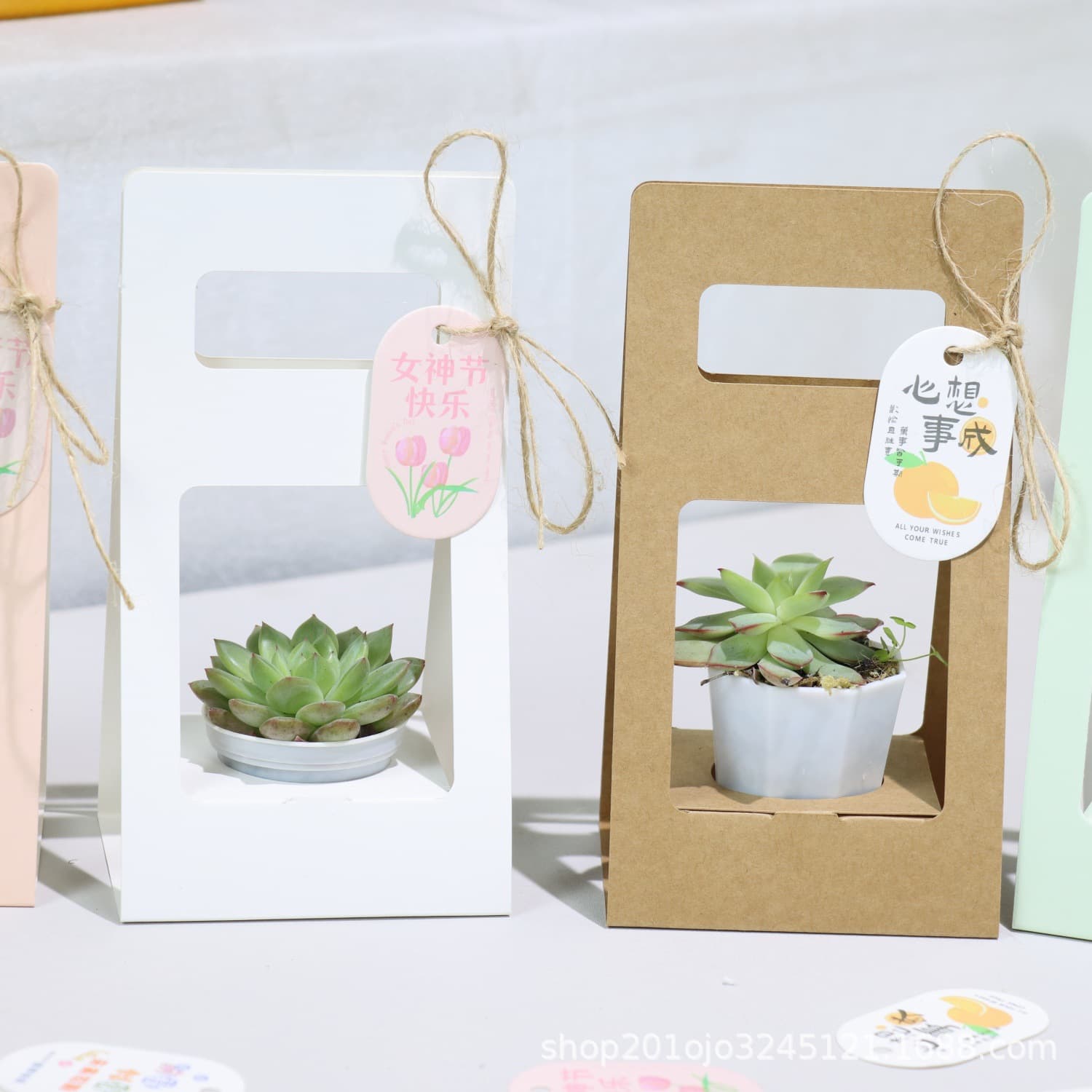 Potted plant box, accompanying gift box, hand-held flower box, green plant box, succulent packaging box, flower arrangement box, folding flower box, ready-made wholesale